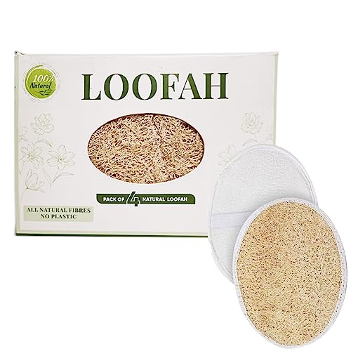 Image of Mirah Belle - Natural Loofah - Exfoliating Bath Sponge (Pack of 4) - Scrubber for Men and Women - Eco Friendly Skin Care - For men and women