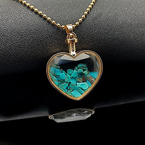 dodouna Halsketten-Anhänger Für Frauen Amethyst-Farbige Gemischte Natürliche Zerkleinerte Steinherzförmige Glas-Wunschflaschen-Anhänger Cover