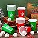VioraWhite 22 Pcs Christmas Game Supplies Set 16 oz Plastic Cups with 8 Christmas Theme Balls Xmas Party Game Beer Cups for Christmas House Parties Favors Concerts Birthdays BBQ Holidays(Snowflake)