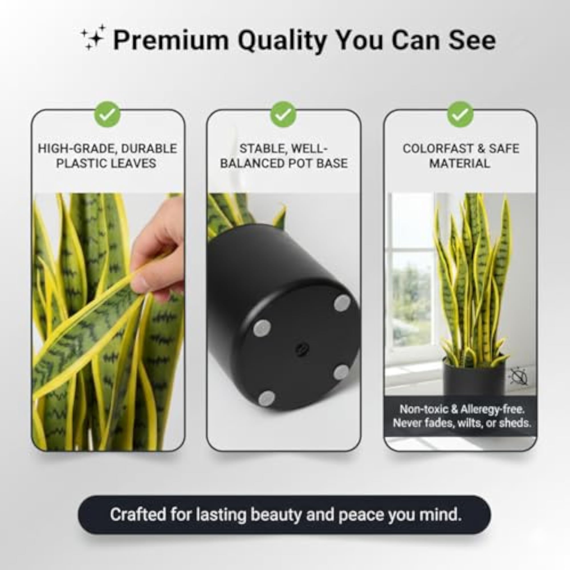Artificial Snake Plant, 70cm Faux Sansevieria with 21 Leaves