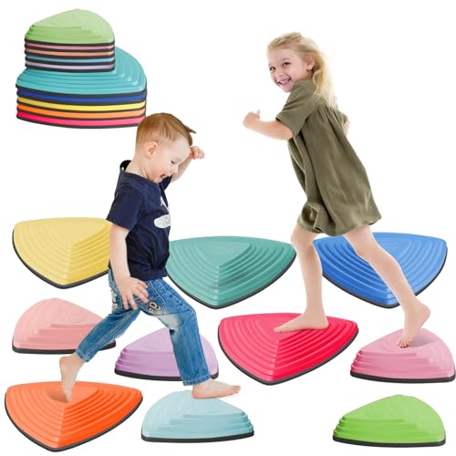 Stepping Stones for Kids Non-Slip Balance River Stones Toys Promoting Childrens Coordination Skills Obstacle Courses Sensory Toys for Toddlers Indoor & OutdoorColorful 10 pcs