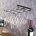 Scaffale calice appeso in ferro battuto - Appeso bicchiere da vino in metallo Cremagliera Bar Calice doppio calice Bottiglia di vetro Supporto rovesciato Deco ideale per bar di casa
