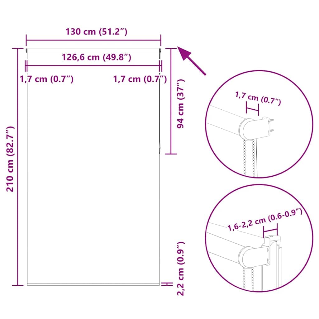 vidaXL Verdunkelungsrollo Weiß 130x210 cm Stoffbreite 126,6 cm