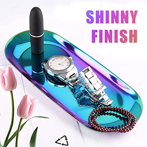 Bymivofun Oval Tray, Oval Cosmetic Tray, Stainless Steel Storage Tray, for Jewellery Storage Snacks, Tea Tasting, Candles - Image 3