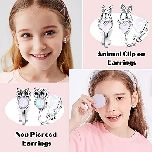 Fansilver Clip on Earrings for Women Girls Hypoallergenic Flower Rainbow Butterfly Turtle Star Heart CZ Clip Earrings Set for Little Girls Silver Non-Pierced Earrings Pack for Teens Girls 12 Pairs3