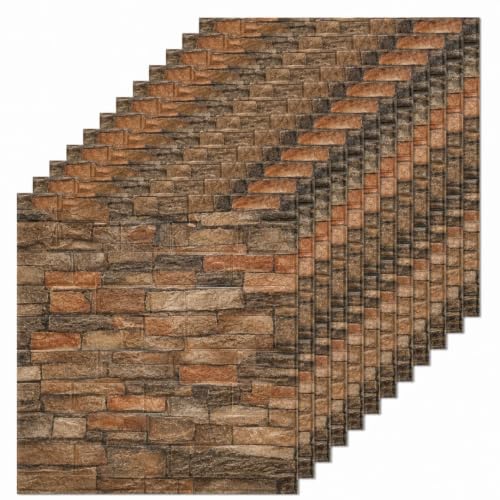 Image of 3D Brick Wallpaper for Wall | Self Adhesive PE Foam DIY Panel | Peel & Stick Decor for Home, Living, Bedroom & Office (70 x 77 cm, Appx 5.8 Sq Ft) (4, Brown Brick)