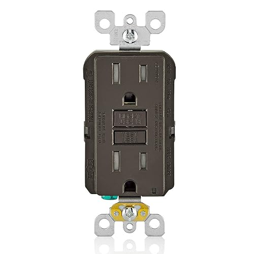 Vista 135 de Leviton GFCI - Toma de corriente resistente a la intemperie, 15 amperios, autocomprobación, no resistente a manipulaciones con luz indicadora LED