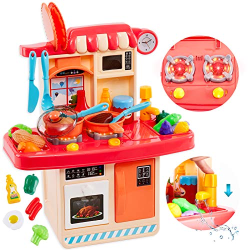 HERSITY Alimentos Cocina de Juguete con Luz y Sonido Comida Plastico Juguetes Juego de rol Regalos para Niños Niñas 3 4 5 6 Años