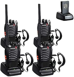 Walkie Talkies Rechargeable BF-88E Long Range Two Way Radios 4 Pack Professional Portable Communication 2 Way Radio for Adult with Earpieces Antenna Charger Belt Clip for Outdoor Camping Hiking