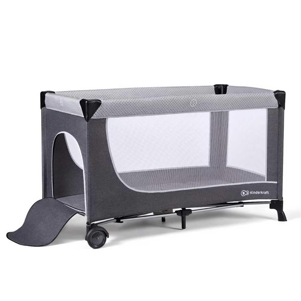 Kinderkraft LEODY Culla da Viaggio Campeggio per neonati, Lettino bambino 120 x 60 cm, Pieghevole Compatto, Borsa di Trasporto, Grigio