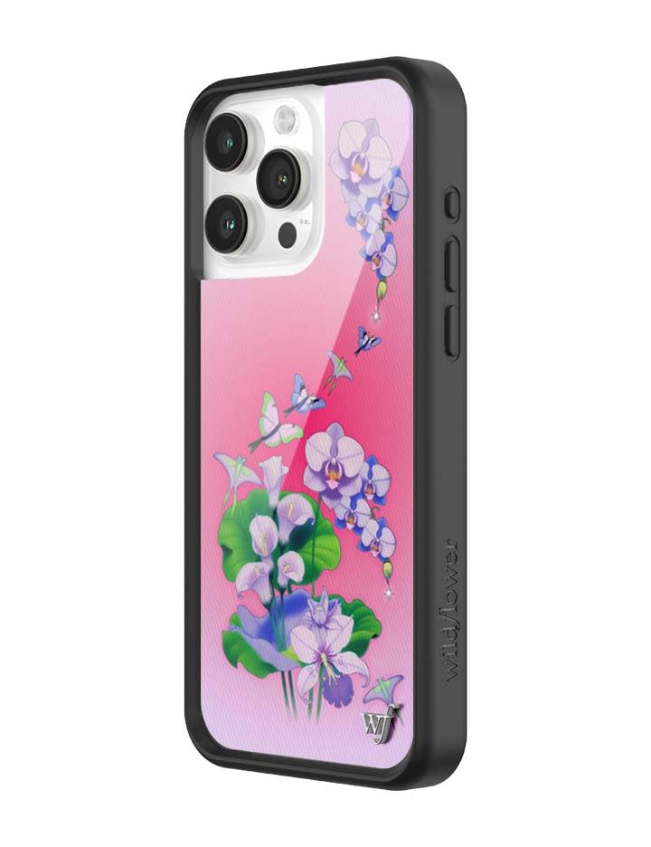 Coque iPhone 15 Pro Max Wildflower antichoc noire papillon