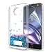 Moto Z Case,Moto Z Droid Case (NOT FIT MOTO Z PLAY) with HD Screen Protector for Girls Women,LeYi Shiny Glitter Liquid Clear TPU Protective Phone Case for Motorola Moto Z Droid Edition ZX Blue