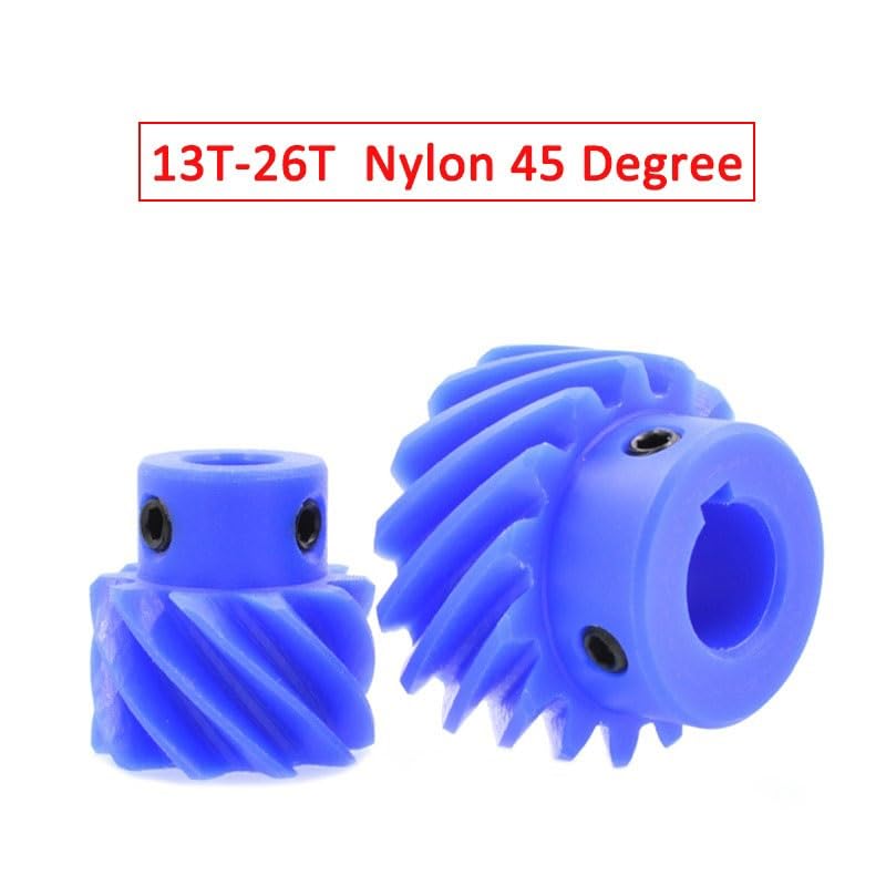 Cylindrical Drive 1pc 45 Degree Helical Gear 1M 26T Nylon Staggered Gear 1 Module 26 Teeth Left Hand Teeth Spiral Gear with Step M5 Screw Rack Machinery(12mm)