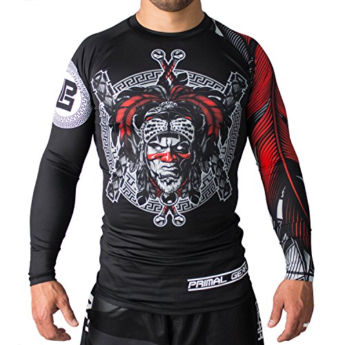 Primal Gear Aztec Warrior BJJ Compression Base Layer Rash Guard Shirt- BJJ, Jiu Jitsu