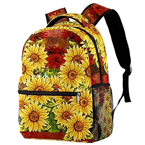 Sac à dos tournesols Leisure Daypacks pour campus et voyage avec porte-bouteille