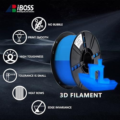 Image of iBOSS 3D PLA Plus Printer Filament, 1.75mm Glow in The Dark Blue PLA+ Filament for 3D Printing, 1kg Spool (2.2lbs), Dimensional Accuracy + /- 0.02 mm, Fit Most FDM 3D Printers, Glow Blue