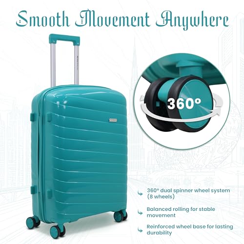 Image of Sarjah Polypropylene Suitcase Trolley Bag Set of 3 | TSA-Type Lock | TSA-Type Lock, 360 Dual Spinner Wheels, Aviation-Grade Telescopic Handle, Matte-Gloss Finish