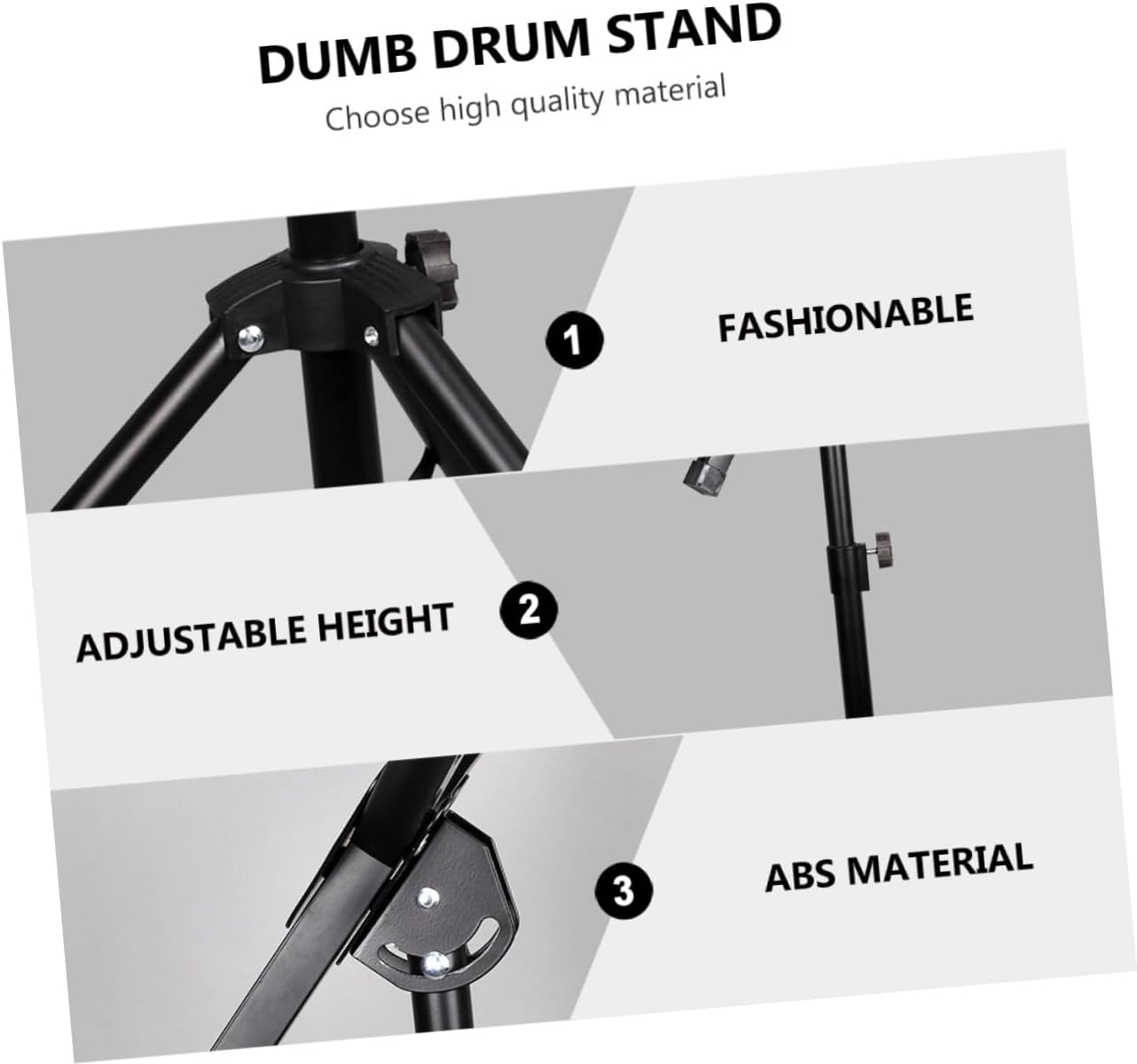 Adjustable Dumb Drum Stand with Iron and Abs Frame Practice Pad Support for Beginners Compact Folding Snare Drum Shelf for Secure Indoor Outdoor Use