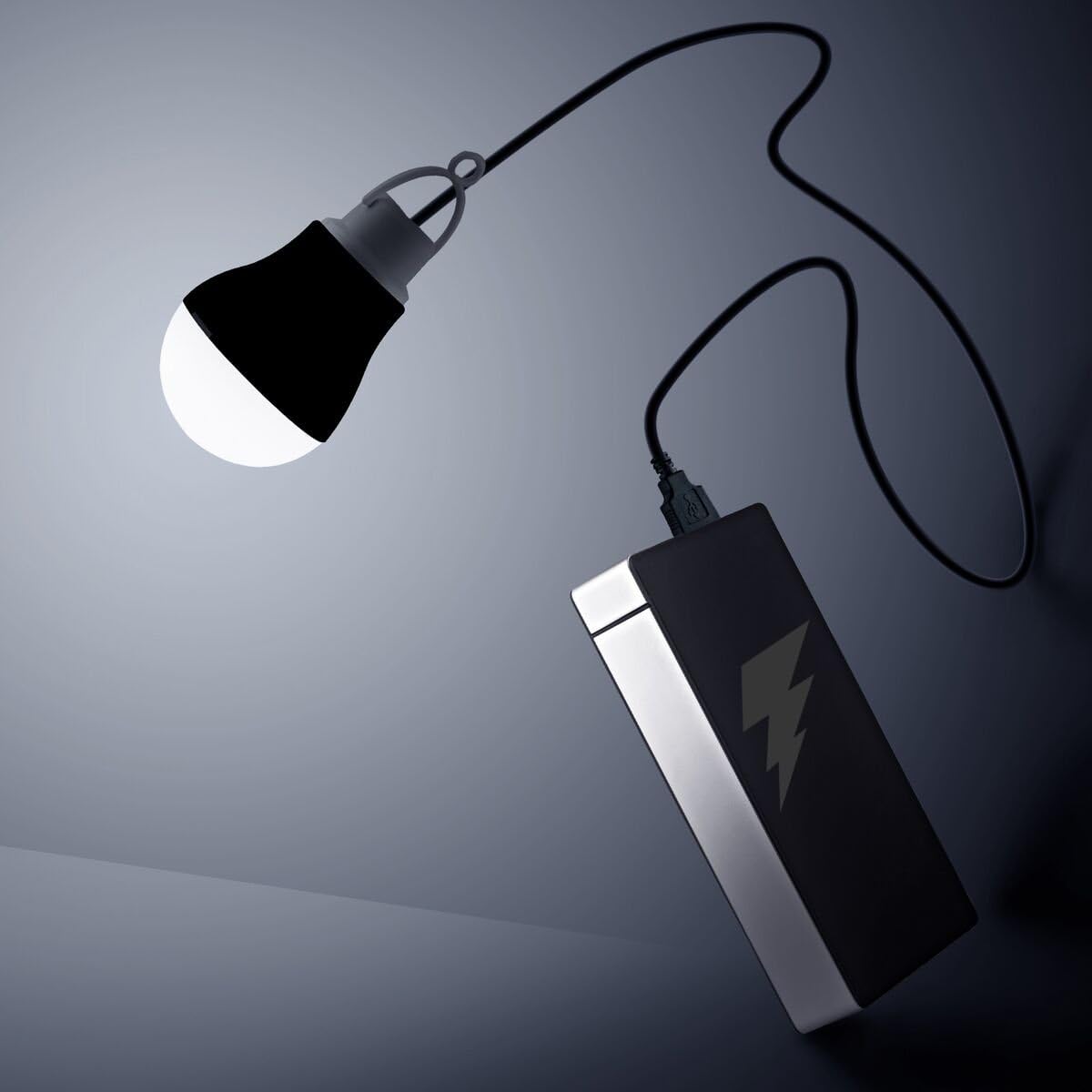 [2-Pack] KOBRA USB LED Light Bulbs For Camping, Emergency, And Night Light - 5W 40" Wire (Black)