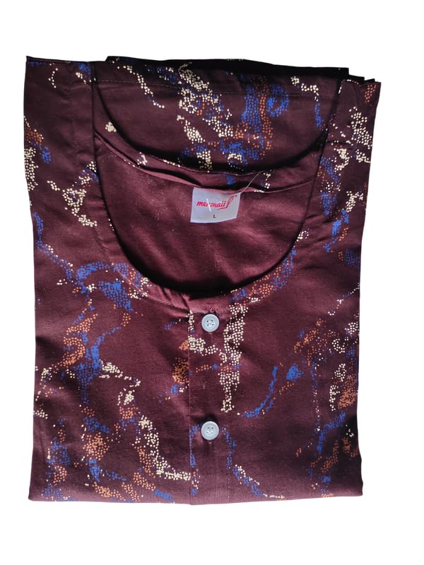 Image of MENMAII Women's [L-4XL] Full Open /Front Buttoned [a Kind of Adaptive Clothing] Multipurpose Nighty for Maternity /Pregnancy /Elderly /Patient /Feeding /Hospital Purpose Nighty Calf Length