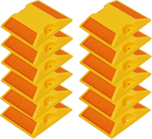 12 Pack 4 x 4 inch Road Reflectors Reflective Pavement Marker, Road Driveway Reflectors, Street Pavement & Asphalt Stud Markers for Speed Bumps Sidewalks Pedestrian Crossings Freeways and Driveways
