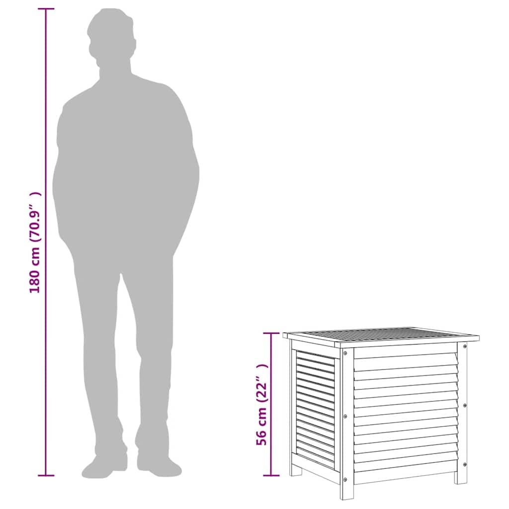 vidaXL Gartenbox mit Lüftungsschlitzen, Gartentruhe mit viel Stauraum, Auflagenbox mit wasserfester Innentasche, Beistelltisch Kissenbox, Massivholz Akazie