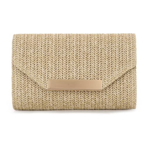 Ynport Crefreak Damen Strohgeflochtene Clutch – Raffia Rattan...