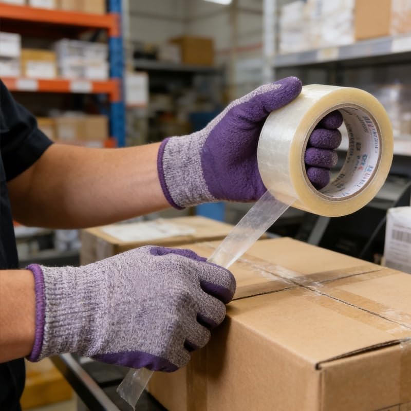 Compatible con guantes de trabajo de látex transpirables, color morado | Guantes elásticos antideslizantes con relieve for tareas de manipulación diaria.