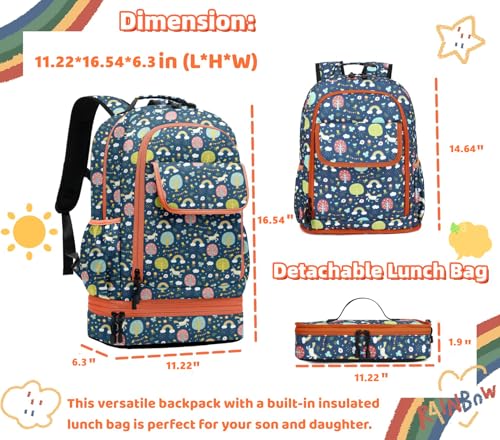 Image of Leaper Cute Alpaca Laptop Backpack Water-resistant Double Deck Insulated Lunch Bag Satchel Black