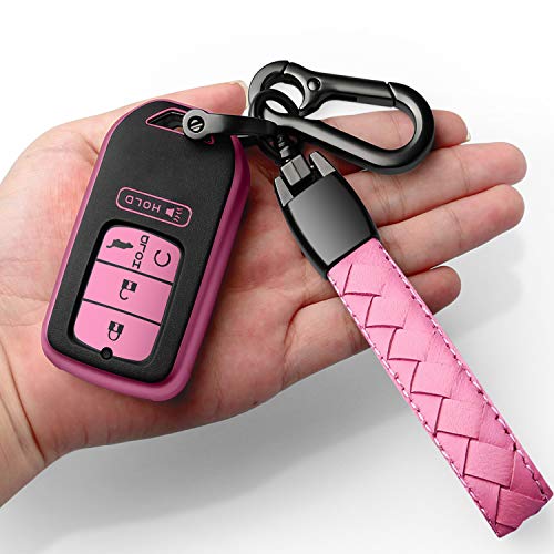 Sindeda for Honda key fob cover with leather keychain,Soft TPU Full key Shell Protection,key fob case compatible Honda Accord Civic CRV Pilot Odyssey Passport Smart Remote KeyΓ―ΒΌΕKey Fob Shell Pink Sindeda for Honda key fob cover with leather keychain,Soft TPU Full key Shell Protection,key fob case compatible Honda Accord Civic CRV Pilot Odyssey Passport Smart Remote KeyΓ―ΒΌΕKey Fob Shell Pink