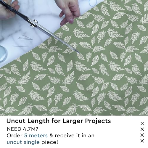 Image of Encasa XO Printed Fabric 59 inch (150 Cms) - Green Big Leaves - Decorative Soft & Smooth, 100% Cotton Cloth for Curtains, Cushions, Dress Material, Upholstery, Bedcover - 1 Meter
