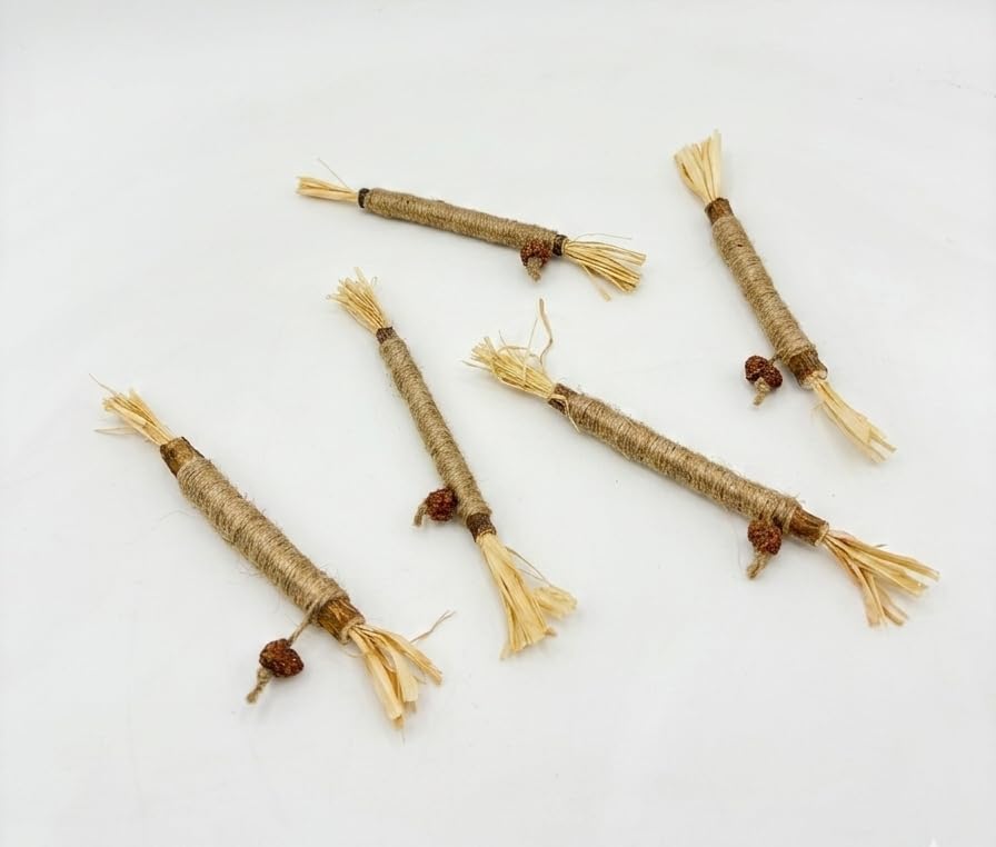 Silvervine Sticks for Cats, Natural Chew Toy, Hemp Rope and Lafite Grass, Dental Care, Catnip Alternative (5) image 5