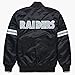 SAYA OUTFIT Men's Biker Raiders Black Satin Varsity Jacket Embroidery logos, XXS-3XL (US, Alpha, Large, Regular, Regular, Black)