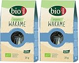 BIOASIA Algas Wakame ecológicas, ricas en vitaminas, minerales y antioxidantes, sin gluten y veganas, ideales para ensaladas, sopas y platos asiáticos, 1 x 25 g (Paquete de 2)