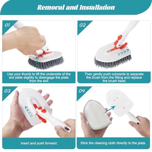 Roxanex 3-in-1 Badezimmer-Wannenfliesenschrubber, 5 Scheuerbürsten, verbesserte Duschreinigungsbürste für Badewanne, Boden, Wand, Küche, Nassraum, Auto, Sockelleiste, ausziehbarer 130 cm langer Griff