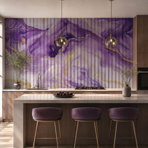 Image of Purple Gold Louvers Self-Adhesive Kitchen Wallpaper Roll, PVC 3D Wall Sticker Oil Proof, Waterproof & Washable Wallpaper for Home Decor, Living Room, Bedroom, Hotel & Cafe Walls (45x300cm)