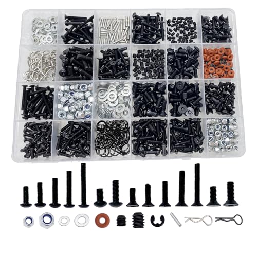 1000pcs RC Screw Kit,RC Screws for Traxxas Arrma Axial Redcat HPS SCX10 1/8 1/10 1/12 1/16 Scale RC...