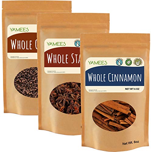 Yamees Cinnamon Sticks, Whole Cloves, and Star Anise - Bulk Spices - 3 Pack of 6 Ounces