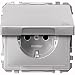 Produktbild Merten MEG2414-4060 SCHUKO-Steckdose mit Klappd, IP44, BRS, Schraub-Liftkl, aluminium, Sys. Fl.