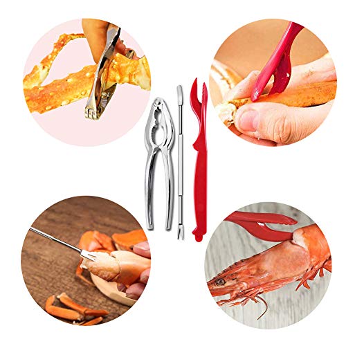 Seafood Tools Set 2 Crab Aragosta Crackers 2 Shellfish Sheller Opener e 4 Forcelle in acciaio inox - immagine 5