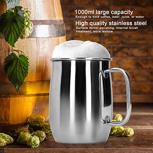 Lazmin112 1000ml winiarnia ze stali nierdzewnej kufel do piwa kubek wody przenośna filiżanka kawy naczynia do picia z uchwytem do koktajlowego piwa szampańskiego