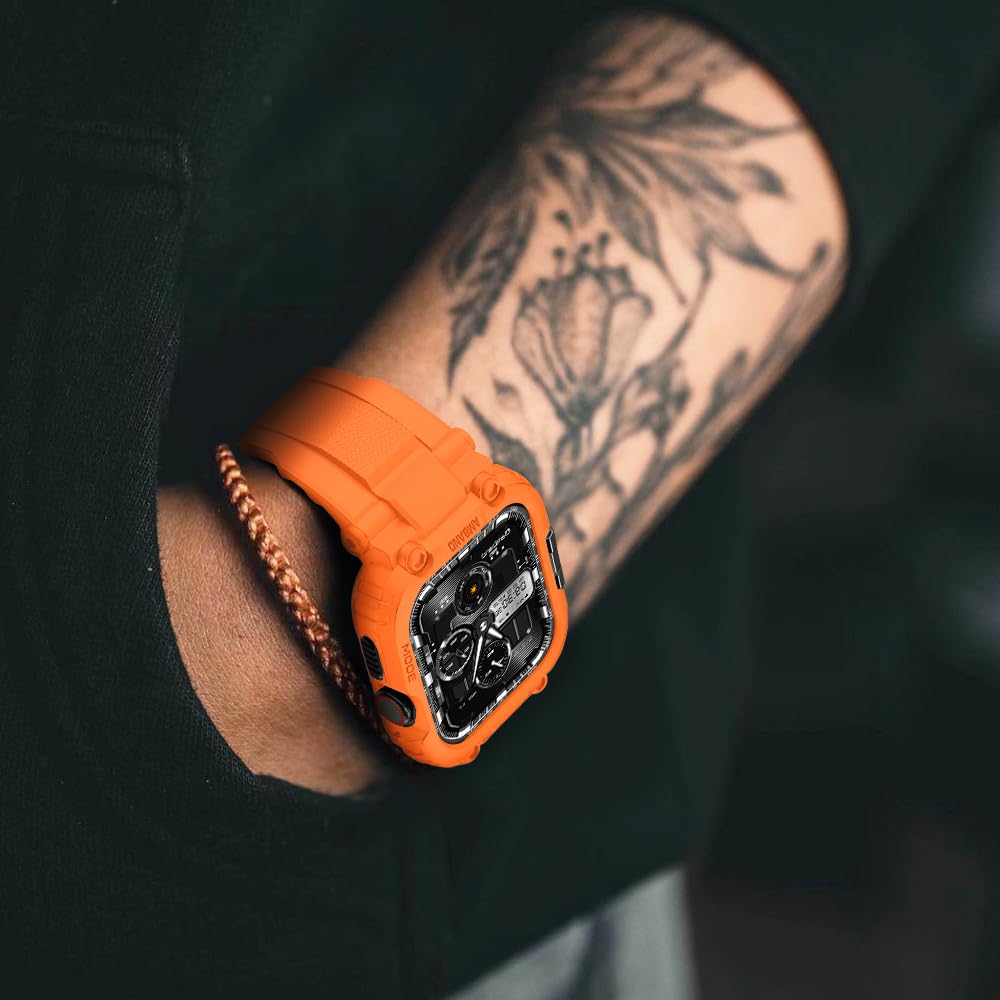 amBand M1 Sport Case Band for Apple Watch Ultra 3/2/1 & SE 3/2/1 & Series 11 10 9 8 7 6 5 4 3 49mm 46mm 45mm 44mm 42mm 41mm 40mm 38mm, Shockproof & Scratch Resistant Rugged Bumper for Men