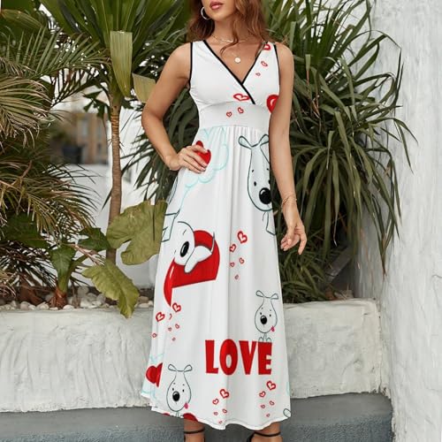 Robe longue d'été de qualité supérieure avec col V et tombé fluide