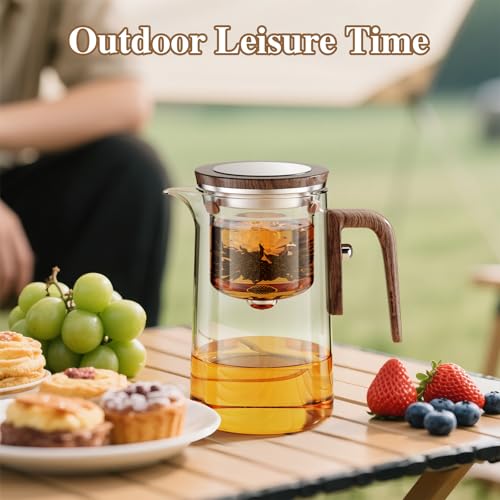 Enchanti Tea Pot, One Touch Glass Teapot with Infuser, Tea Maker for Loose Leaf Tea, Tea Gifts Set -27oz/800ml by STNTUS INNOVATIONS - Image 8