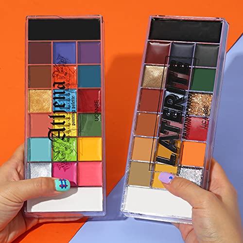 Ucanbe Face Body Paint Oil Palette Set - 2 X 20 Colors With 10 Blue Paint Brushes Makeup Kit For Halloween Cosplay Special Effects Sfx Party Stage (Set 01) #TOP5