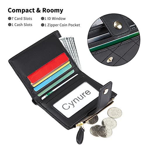 Women's Cute Leather Card Holder Small Compact Bifold Wallet with Zip Coin Pocket2