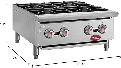 Miniatura 24 de Kratos Cocina de gas comercial para encimera - 2 quemadores, 50,000 BTU total, campo convertible a propano líquido, 12 pulgadas de ancho (29Y-070)