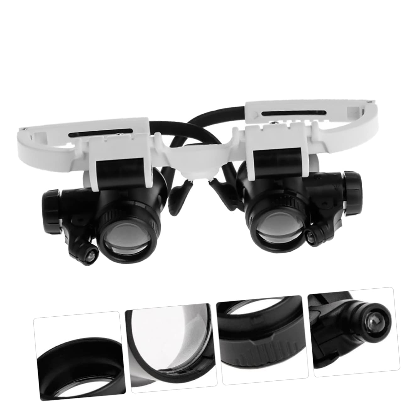 KOMBIUDA 1pc Led Magnifier with Head-Mounted Design Binocular Magnifying Glasses for Watch Repair and Fine Detail Examination Lightweight Material for Seniors and Professionals