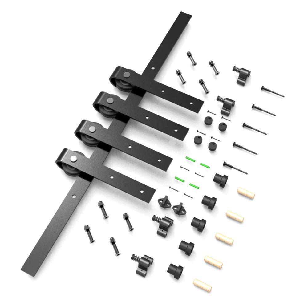 Tsmst Black 167Cm/5.5Ft Sliding Barn Door Hardware Kit Track Roller Closet Accessory For Double Door