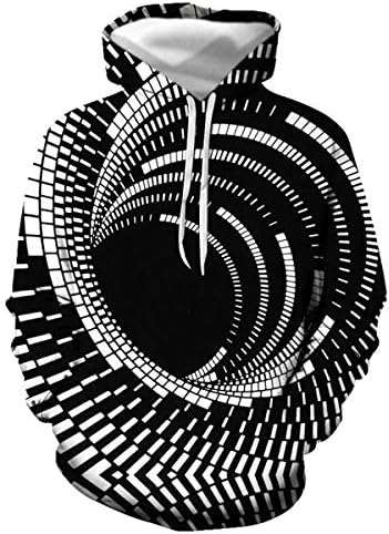 AILSA Men Hoodies 3D Pullover Hoodies Sweatshirt Optical Illusion Unisxe